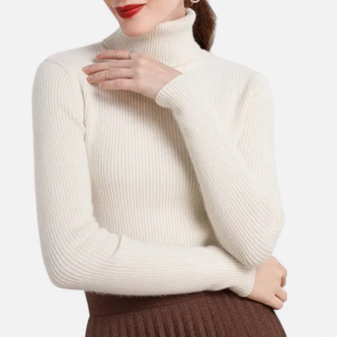 Julia | Pull à col roulé côtelé pour femme