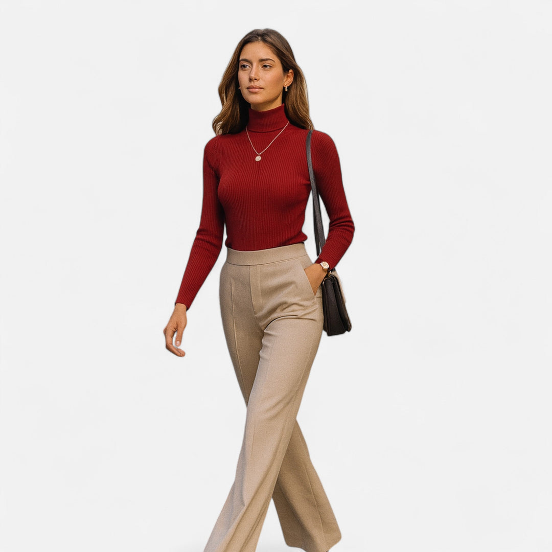 Julia | Pull à col roulé côtelé pour femme