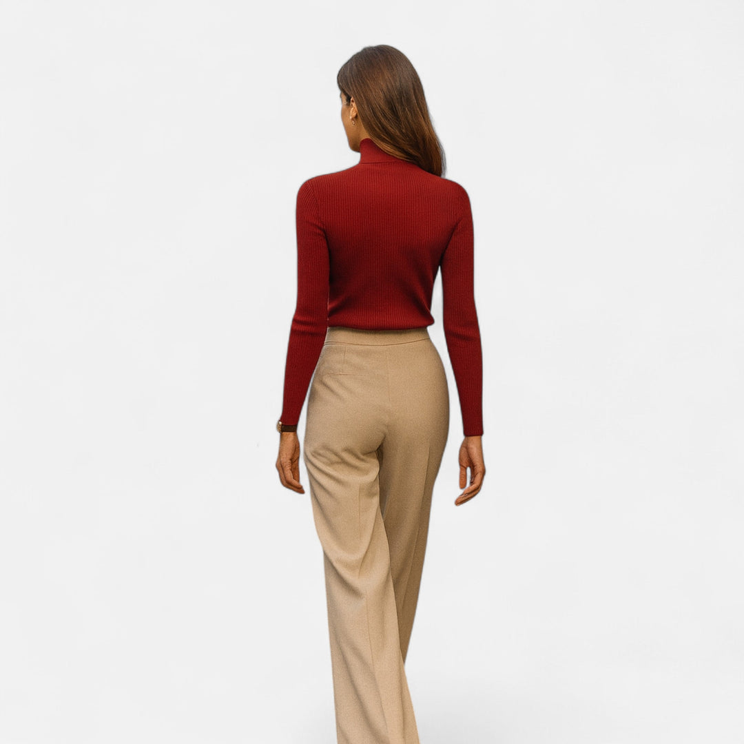 Julia | Pull à col roulé côtelé pour femme