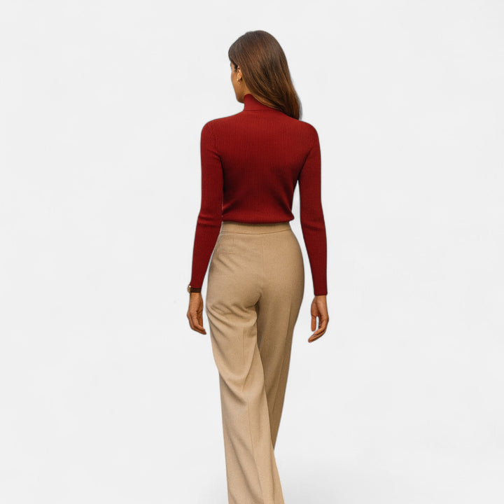 Julia | Pull à col roulé côtelé pour femme