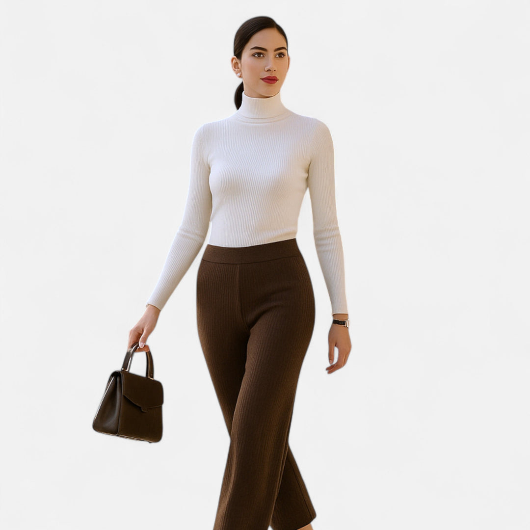 Julia | Pull à col roulé côtelé pour femme