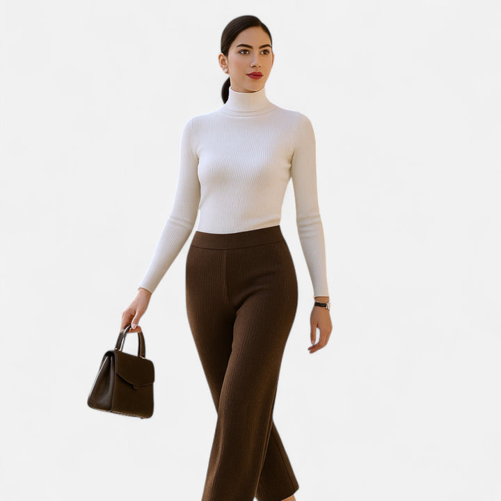 Julia | Pull à col roulé côtelé pour femme