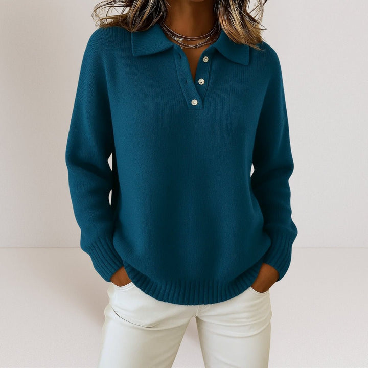 Lea | Women's Polo Sweater with Button Placket