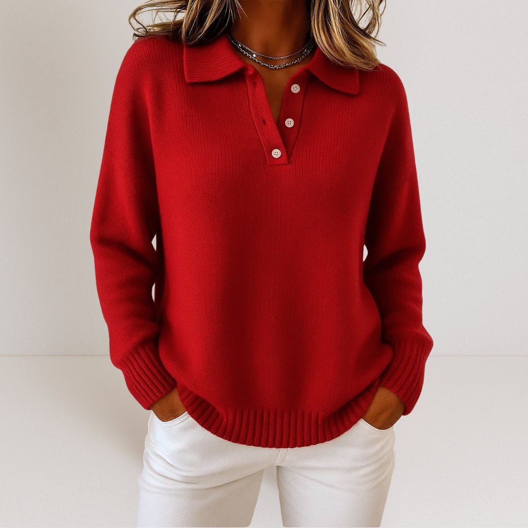Lea | Women's Polo Sweater with Button Placket