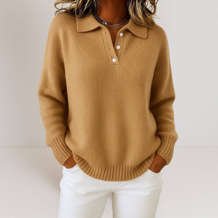 Lea | Women's Polo Sweater with Button Placket