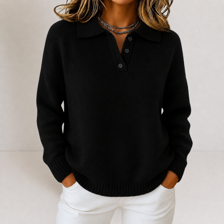 Lea | Women's Polo Sweater with Button Placket