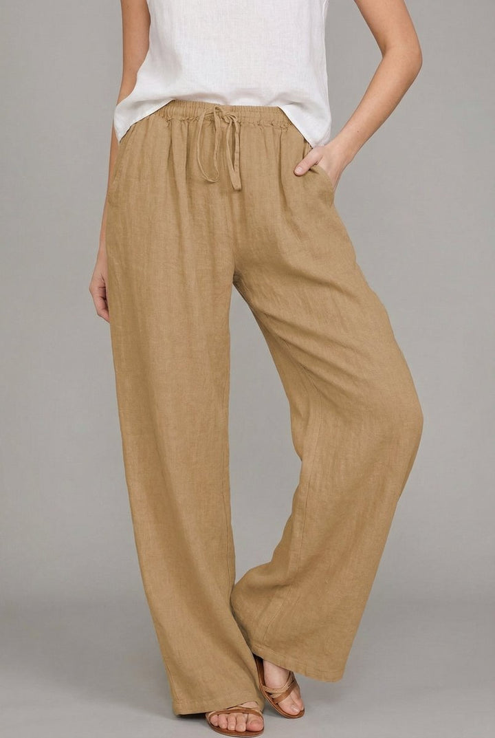 Lena | Damen Leinen Weite Hose