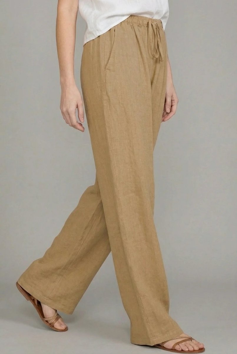 Lena | Damen Leinen Weite Hose