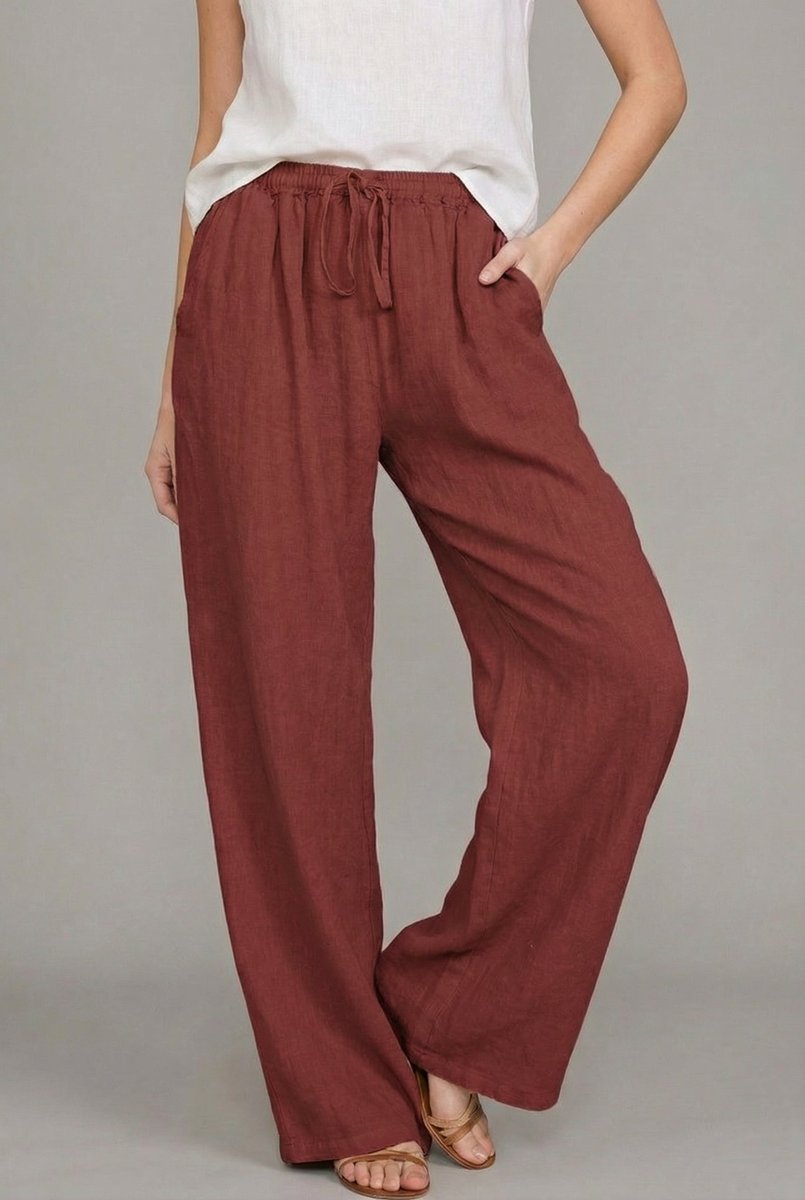 Lena | Damen Leinen Weite Hose