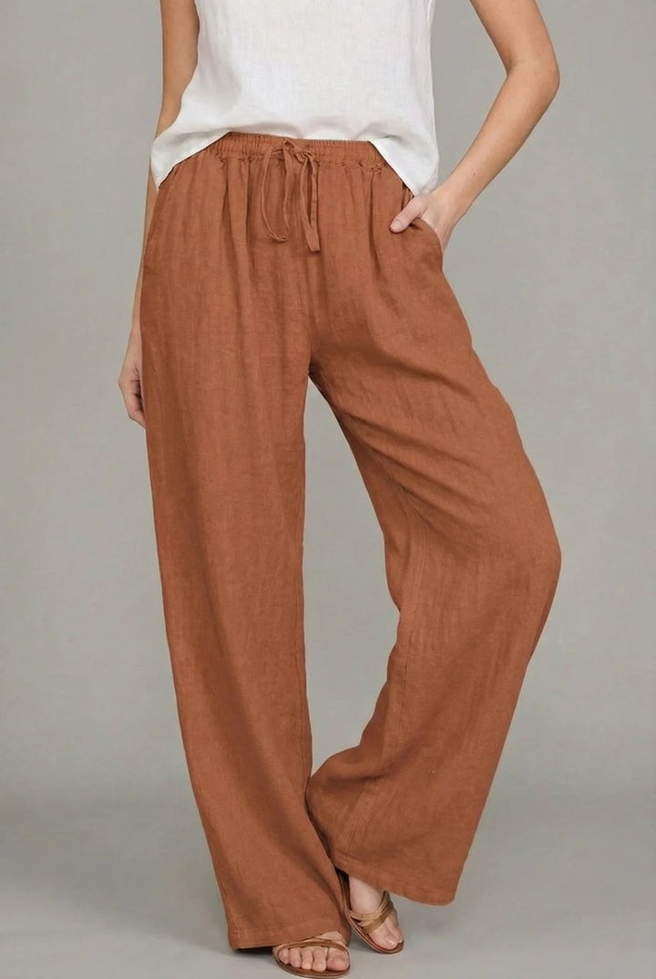 Lena | Damen Leinen Weite Hose