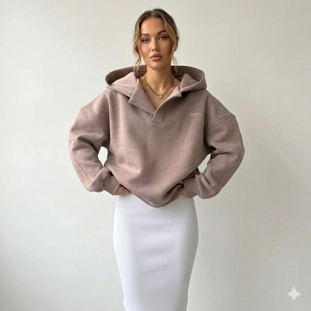 Lena | Sweat à capuche oversize pour femme avec col
