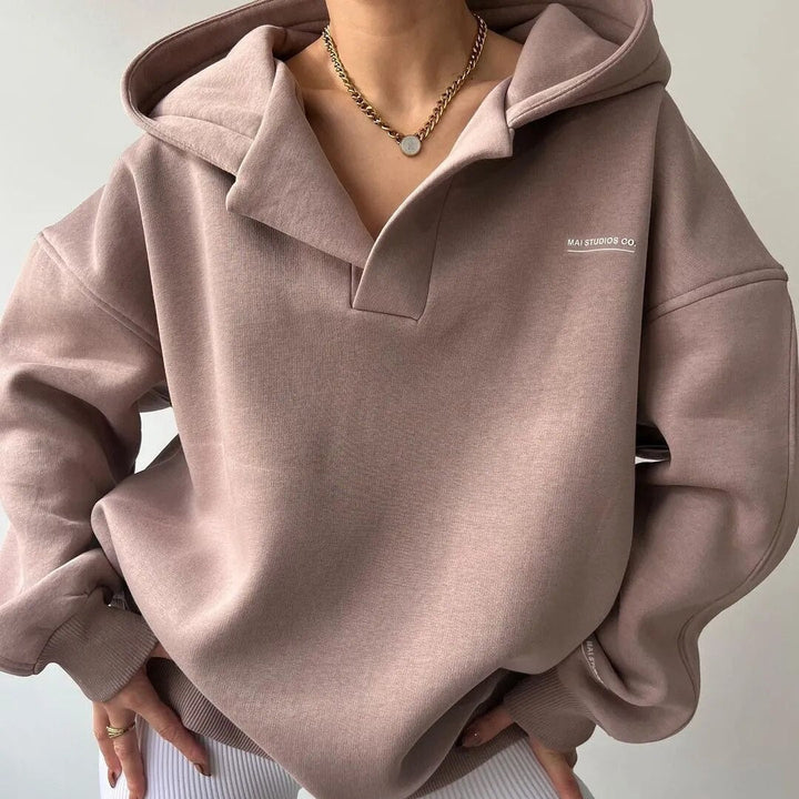 Lena | Sweat à capuche oversize pour femme avec col
