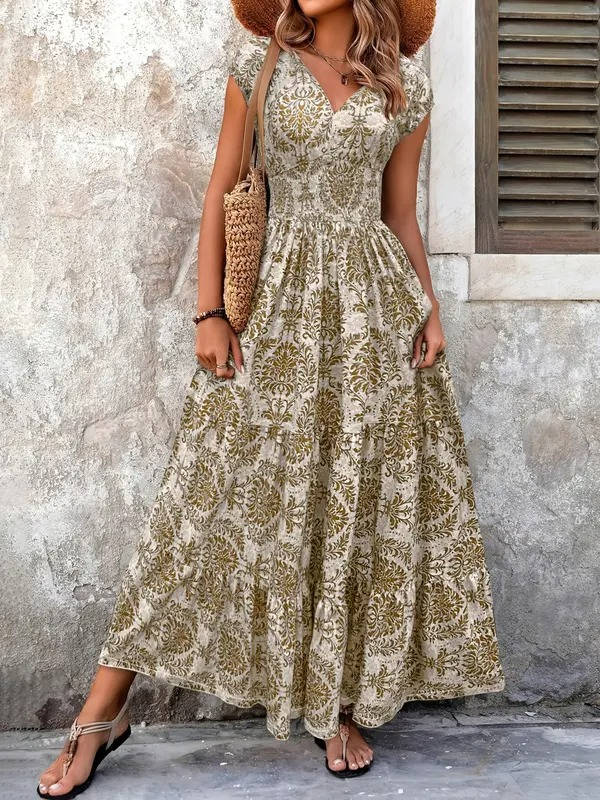 Livia | Damen Geblümtes Boho Maxikleid
