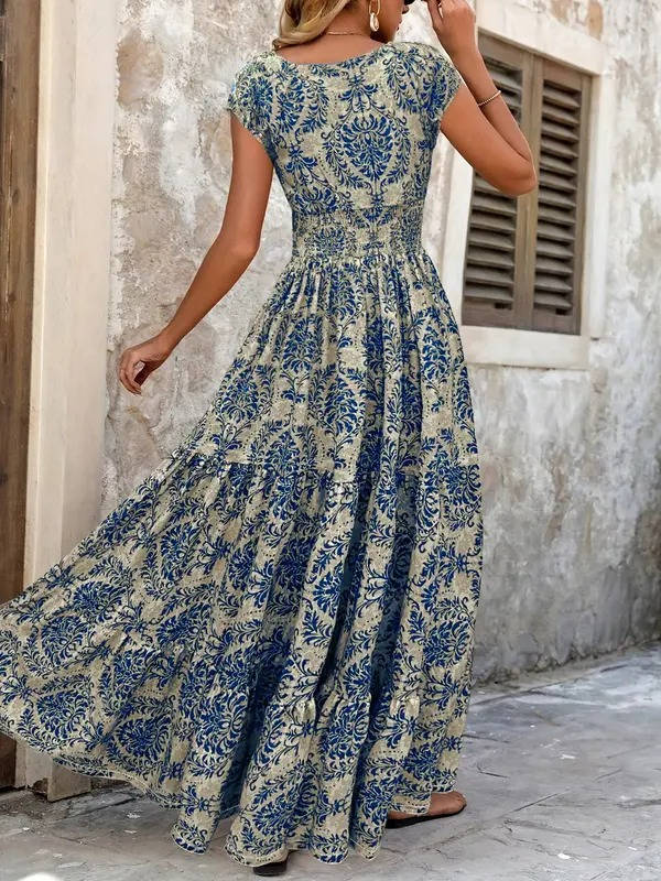 Livia | Damen Geblümtes Boho Maxikleid