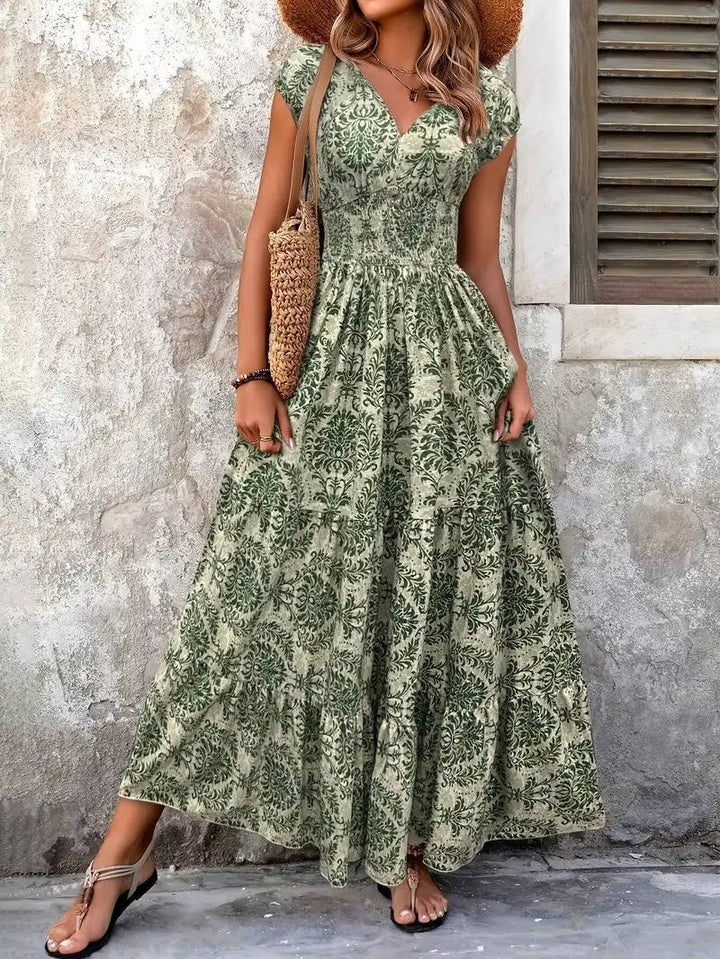 Livia | Damen Geblümtes Boho Maxikleid