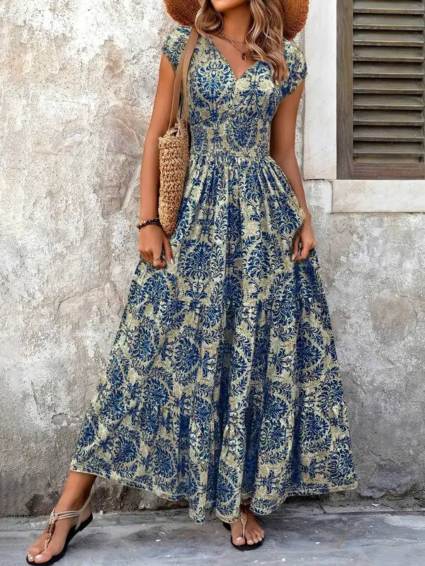 Livia | Damen Geblümtes Boho Maxikleid
