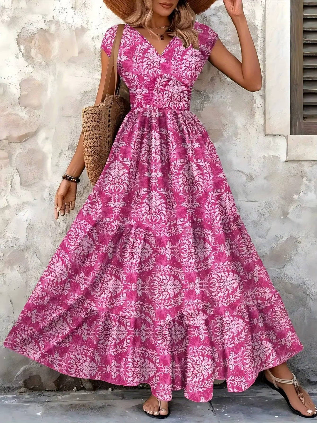 Livia | Damen Geblümtes Boho Maxikleid