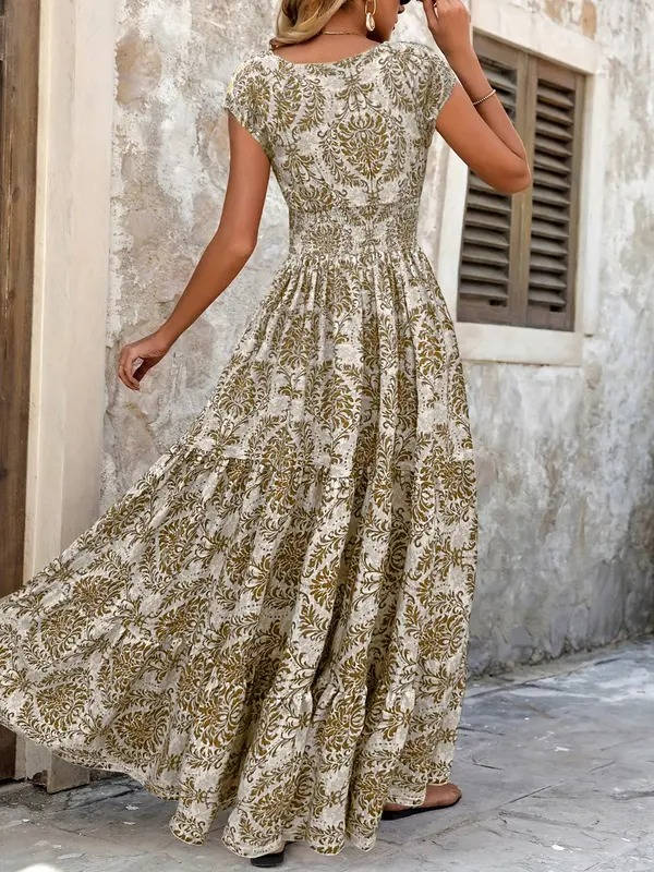 Livia | Damen Geblümtes Boho Maxikleid