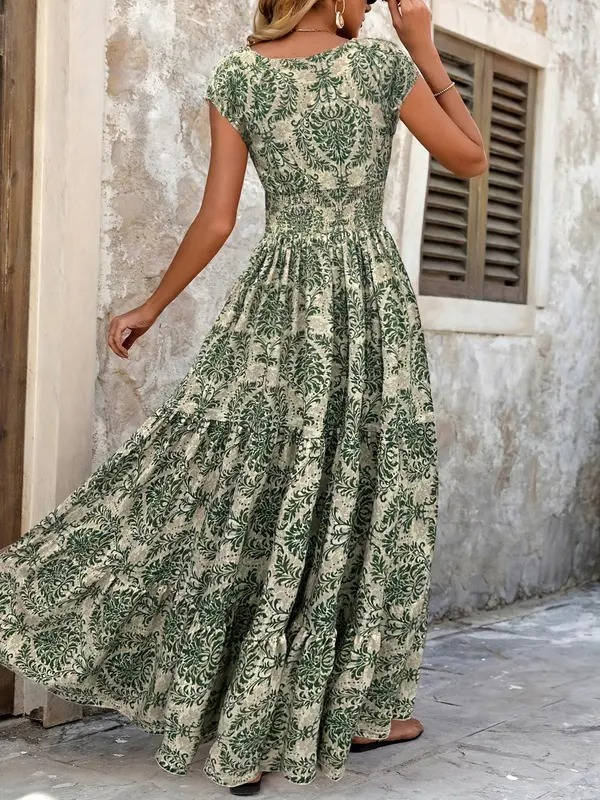Livia | Damen Geblümtes Boho Maxikleid