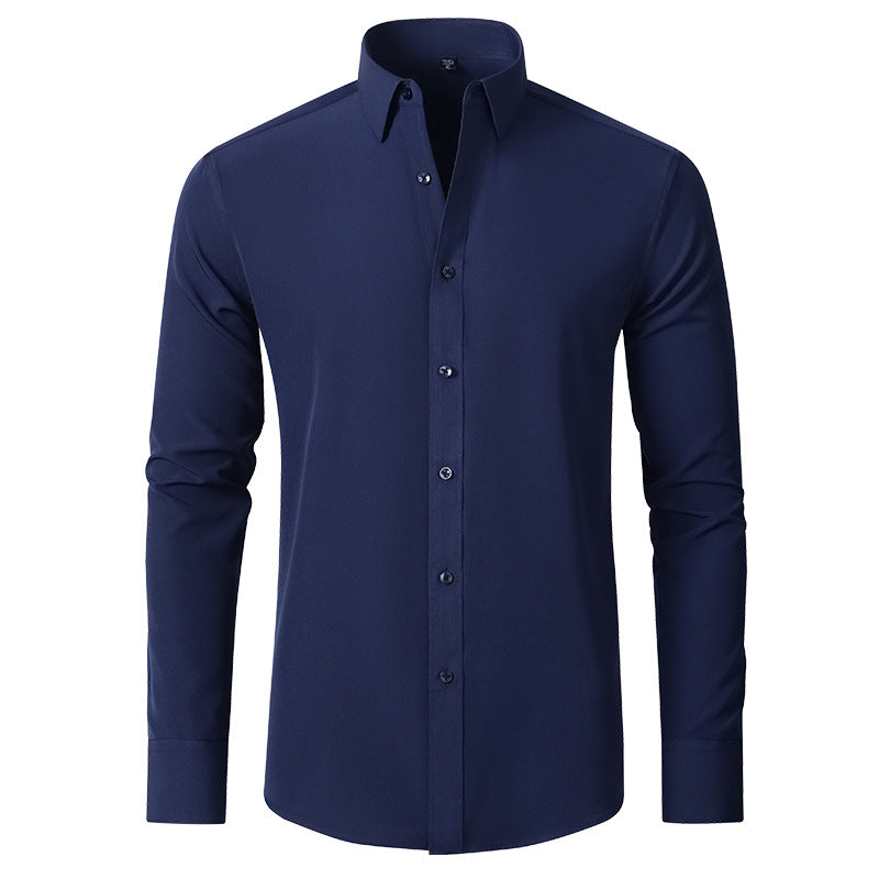 Dunkelblaues Lorenz Herren-Hemd im Slim Fit mit Stretch-Gewebe, klassischem Kragen und Knopfleiste.