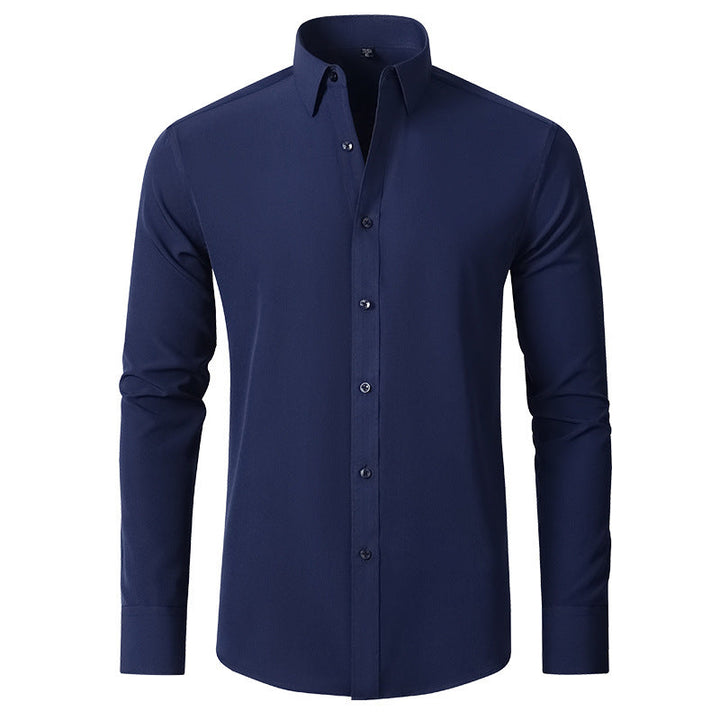 Dunkelblaues Lorenz Herren-Hemd im Slim Fit mit Stretch-Gewebe, klassischem Kragen und Knopfleiste.