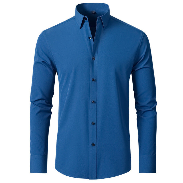 Blaues Lorenz Slim Fit Stretch-Hemd für Herren mit klassischem Kragen und Knopfleiste in moderner Passform.