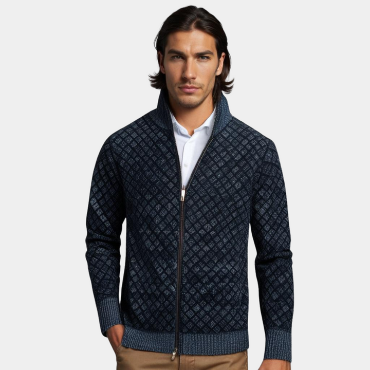 Lukas | Herren Strickjacke mit Reissverschluss und Stehkragen