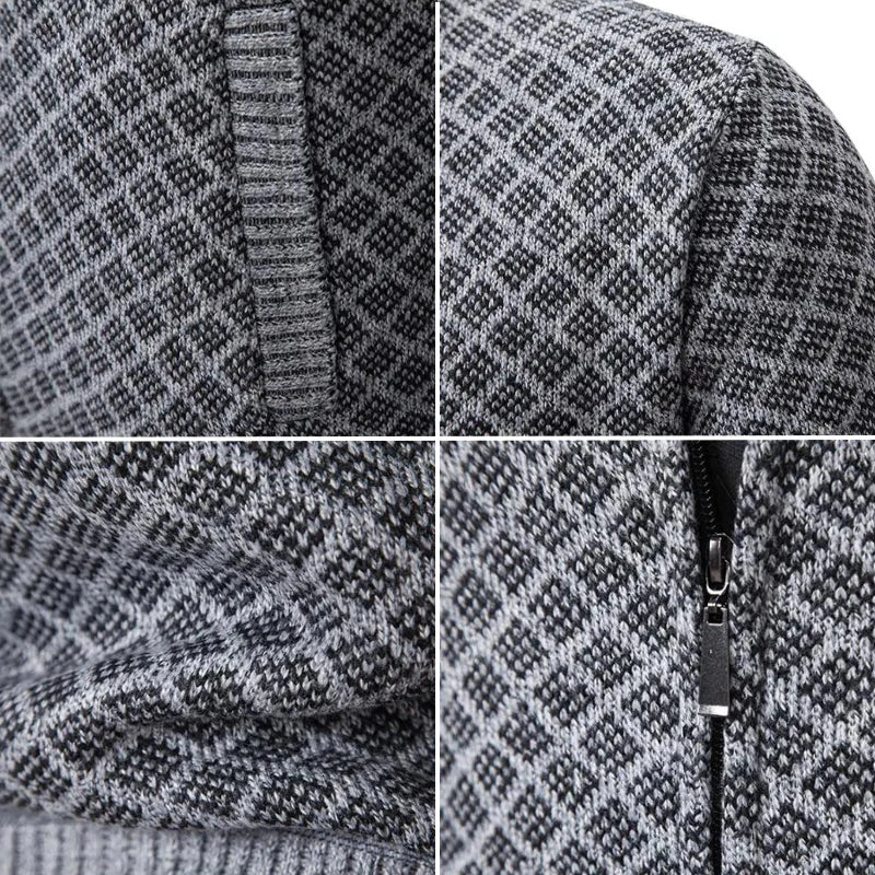 Lukas | Herren Strickjacke mit Reissverschluss und Stehkragen