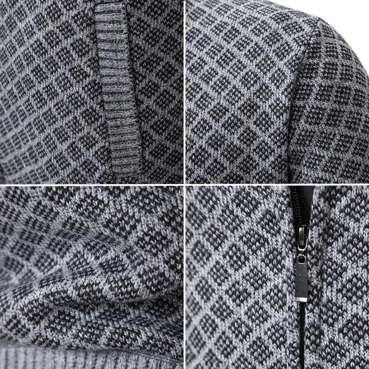 Lukas | Herren Strickjacke mit Reissverschluss und Stehkragen