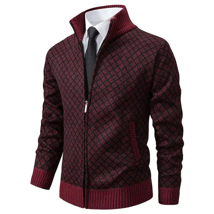 Lukas | Herren Strickjacke mit Reissverschluss und Stehkragen