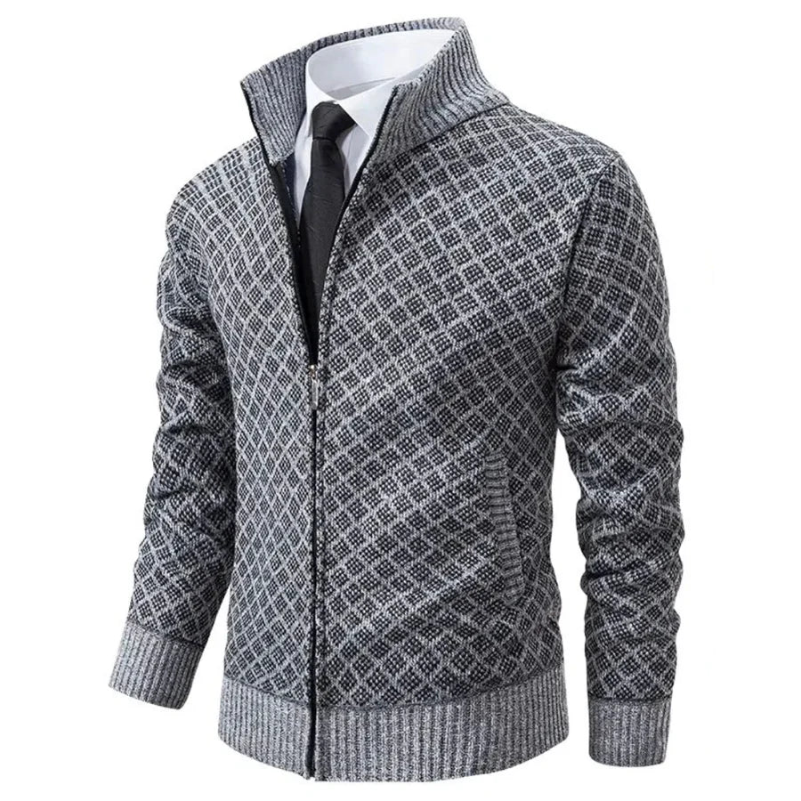 Lukas | Herren Strickjacke mit Reissverschluss und Stehkragen