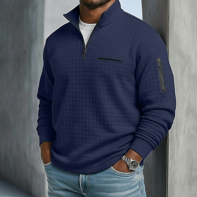 Lukas | Pull Troyer pour homme en maille gaufrée