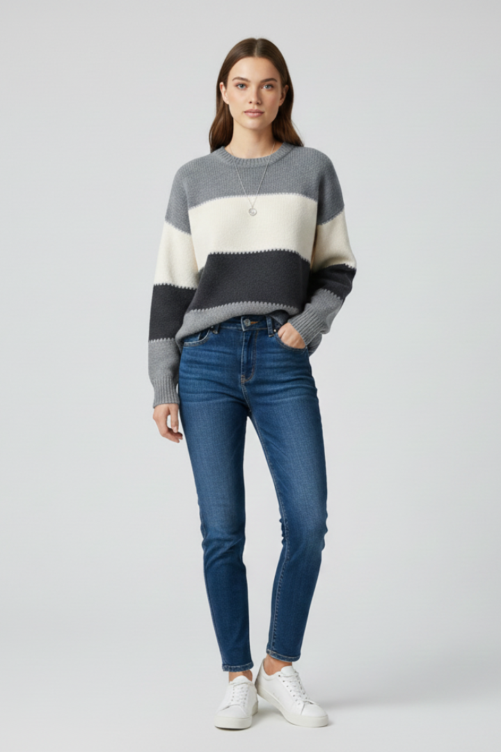 Mara | Pull oversize rayé en maille pour femme