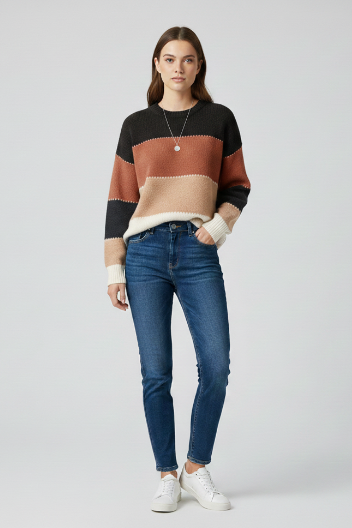 Mara | Pull oversize rayé en maille pour femme