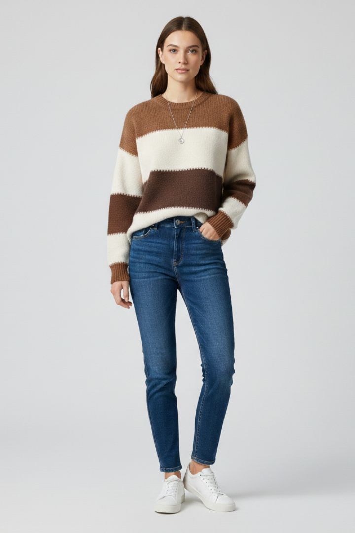 Mara | Pull oversize rayé en maille pour femme