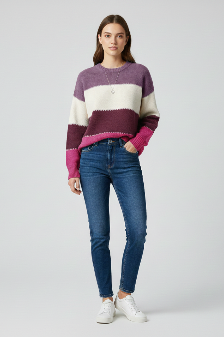 Mara | Pull oversize rayé en maille pour femme