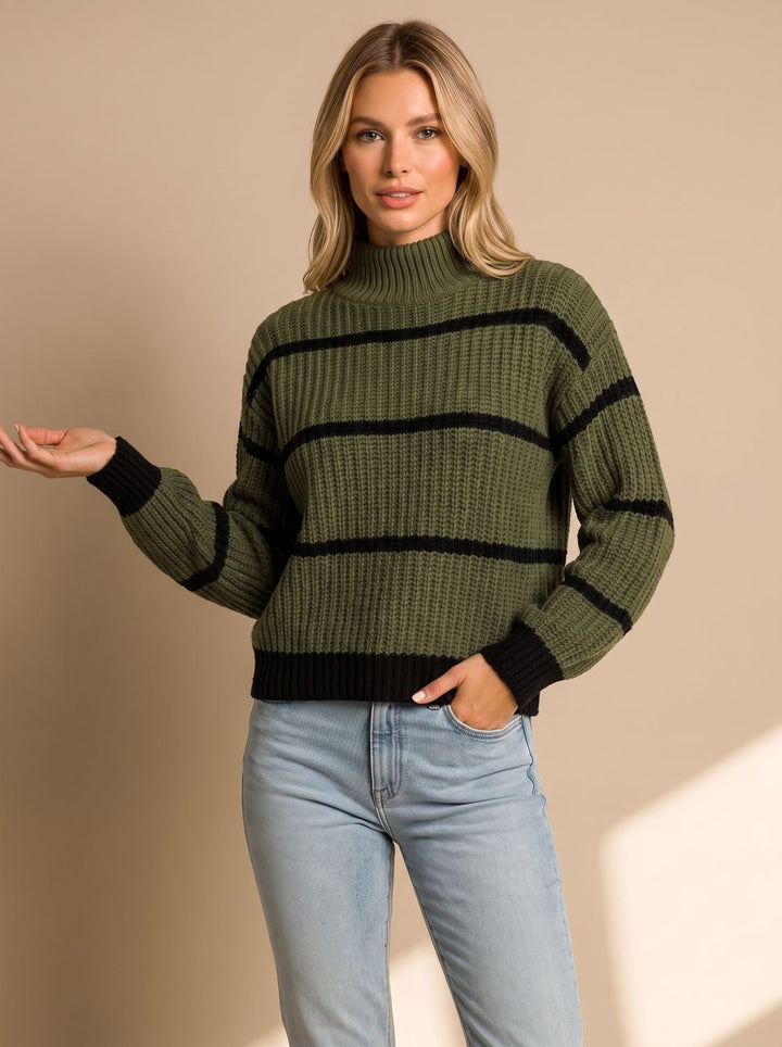 Mara | Women's Striped Turtleneck Sweater