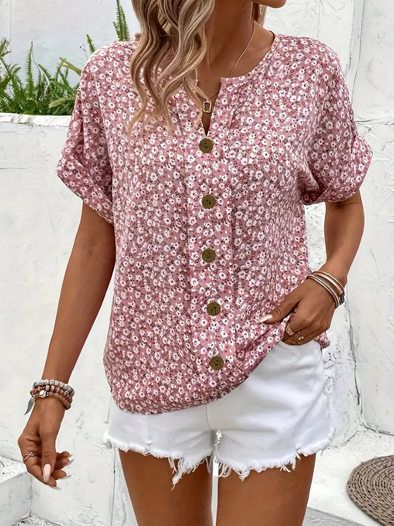 Marisa | Damen Geblümte Kurzarm Bluse