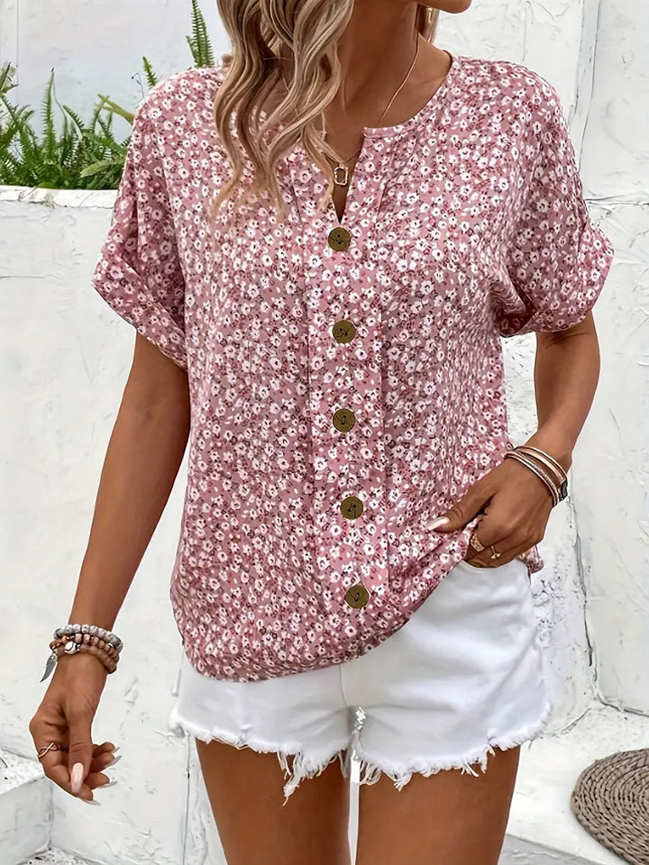 Marisa | Damen Geblümte Kurzarm Bluse