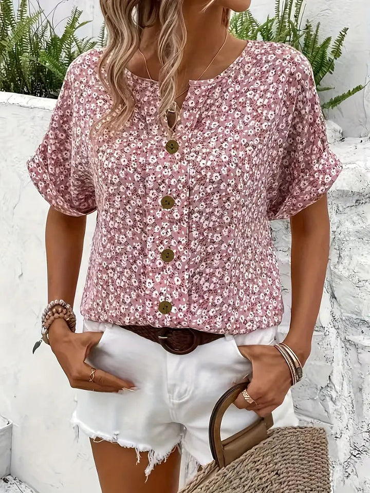 Marisa | Damen Geblümte Kurzarm Bluse