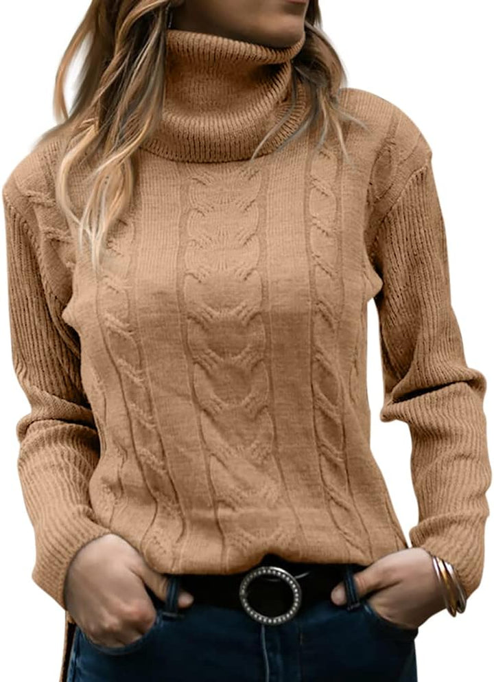 Marlene | Pull en maille à col roulé pour femme avec motif torsadé