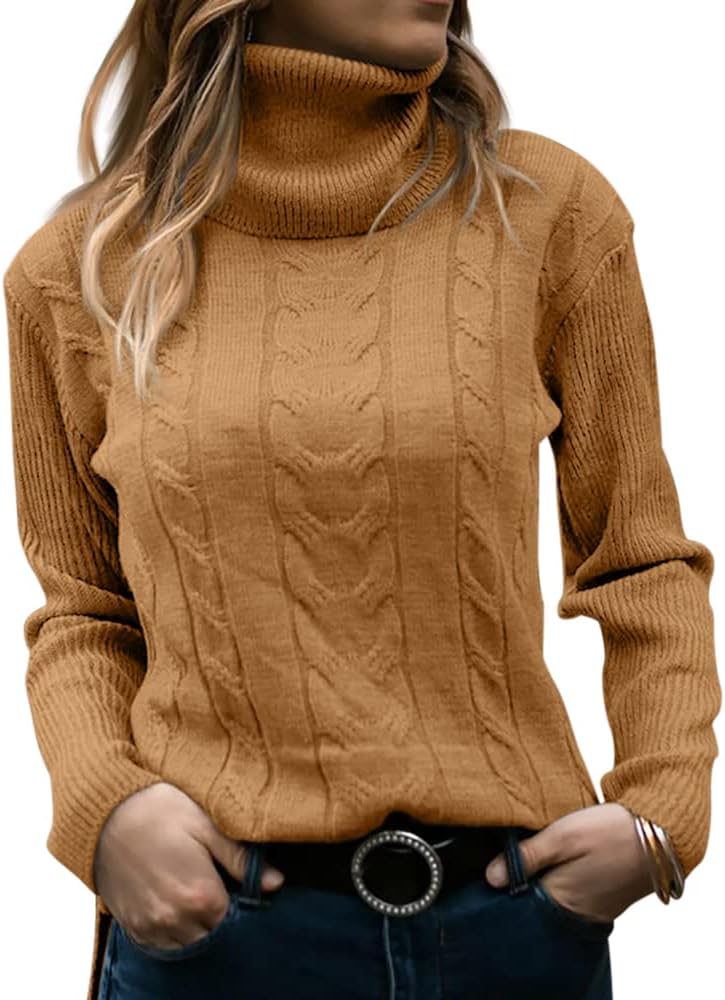 Marlene | Pull en maille à col roulé pour femme avec motif torsadé