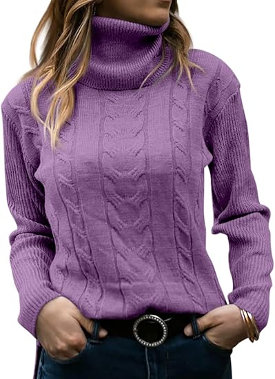 Marlene | Pull en maille à col roulé pour femme avec motif torsadé
