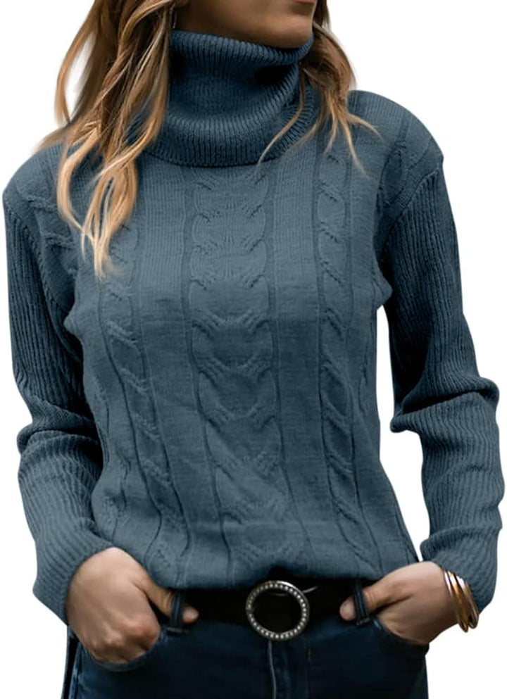 Marlene | Pull en maille à col roulé pour femme avec motif torsadé