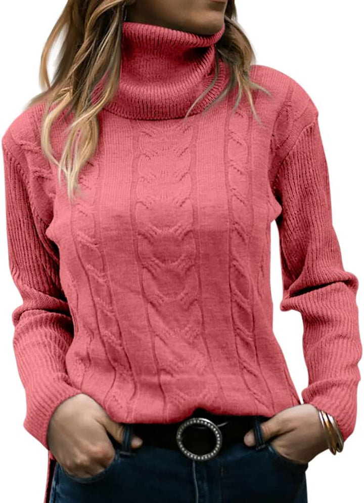 Marlene | Pull en maille à col roulé pour femme avec motif torsadé