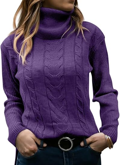 Marlene | Pull en maille à col roulé pour femme avec motif torsadé