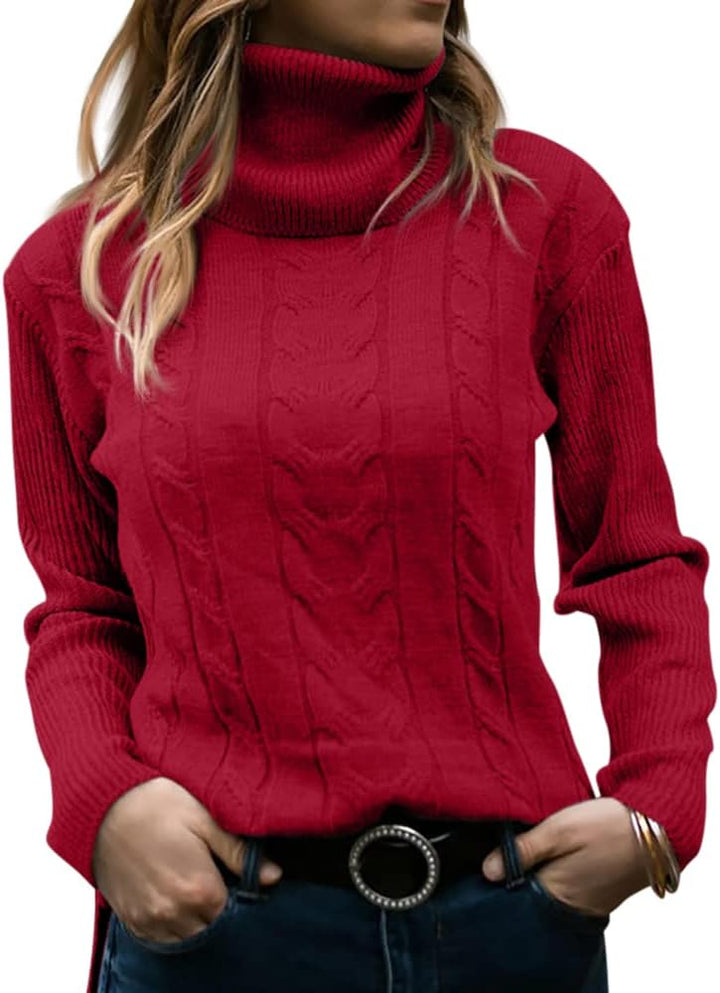 Marlene | Pull en maille à col roulé pour femme avec motif torsadé