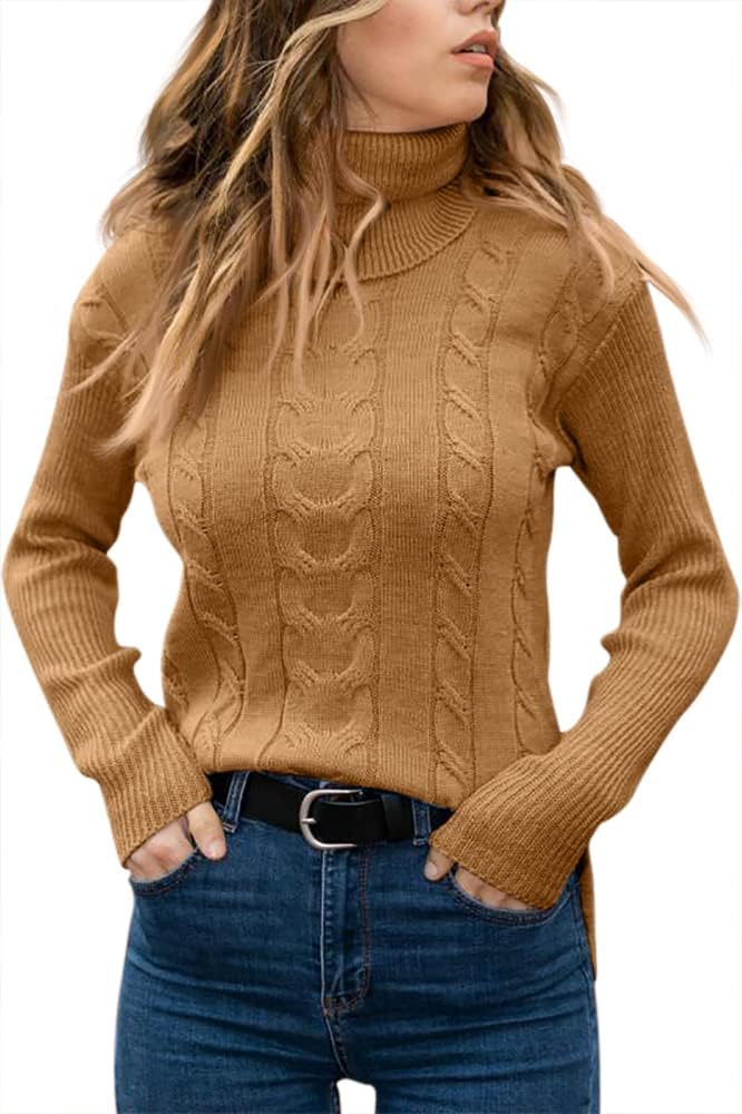 Marlene | Pull en maille à col roulé pour femme avec motif torsadé