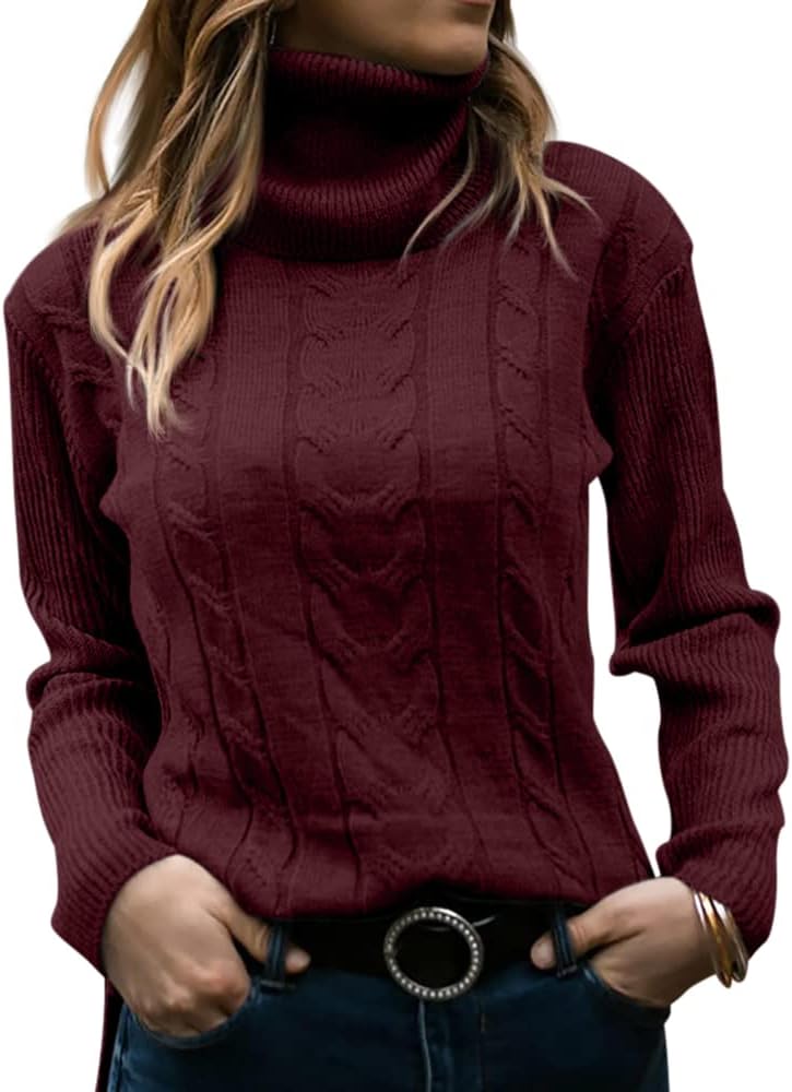 Marlene | Pull en maille à col roulé pour femme avec motif torsadé