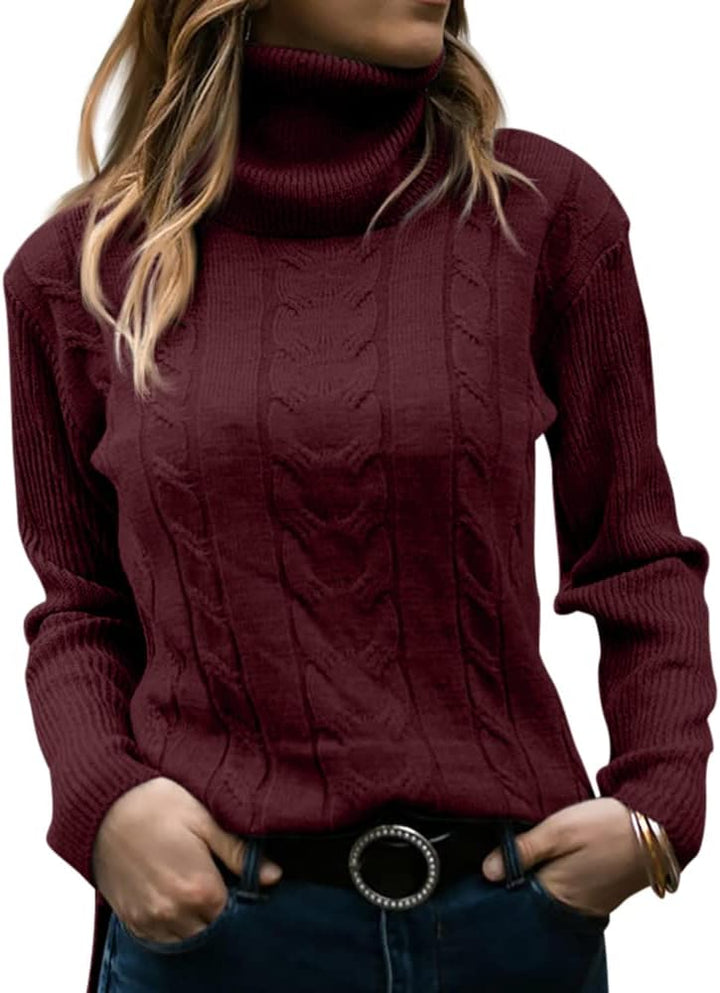 Marlene | Pull en maille à col roulé pour femme avec motif torsadé